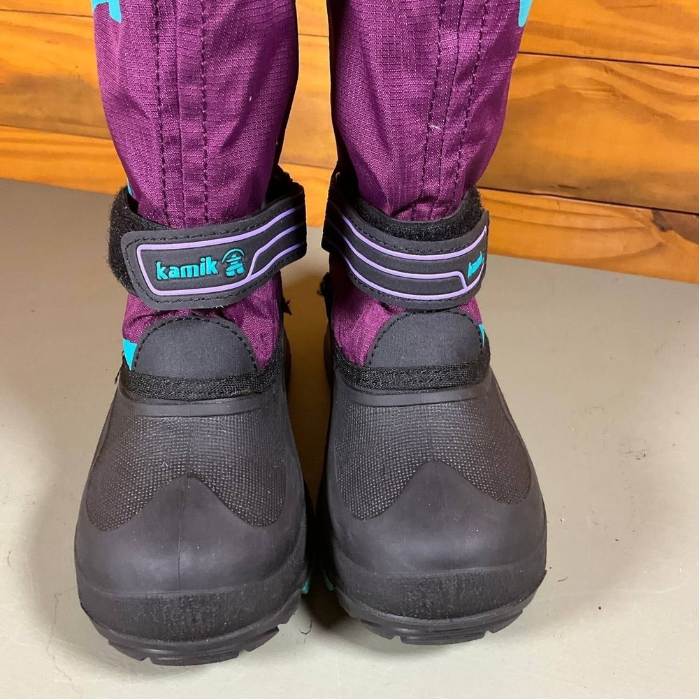 Kamik Youth Snowcoast 3 Snow Boots Purple & Teal Winter Easy‎ On/Off Size 13 - Picture 6 of 16